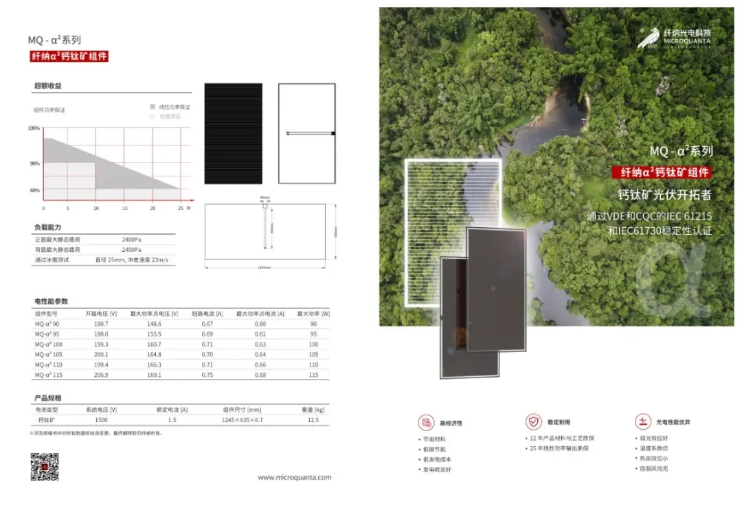 纤纳光电α²钙钛矿组件功率到115W通过IEC全序列稳定性认证